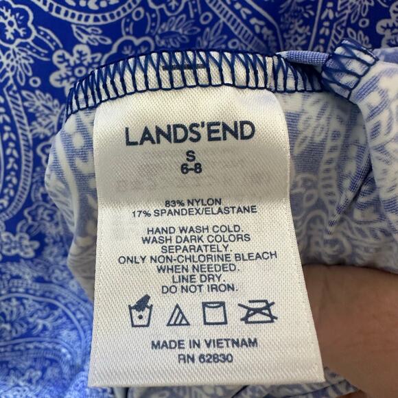 Lands End women’s dress cover-up T-shirt, Paisley, blue white coastal travel - Picture 4 of 7